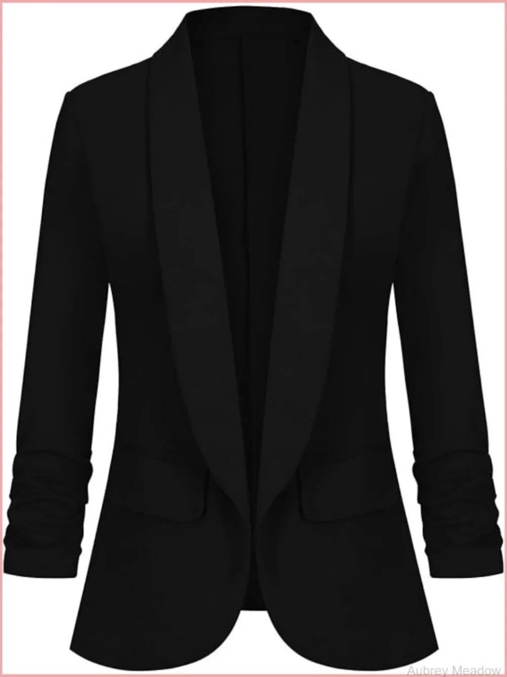 Women's Casual Open Front Blazer Shawl Lapel 3/4 Sleeve Office Lightweight